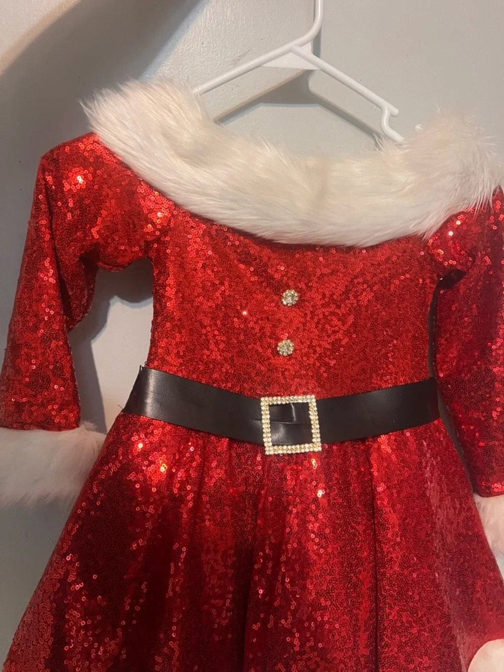 Holiday Sparkle Red Sequin Santa Dress for Kids
